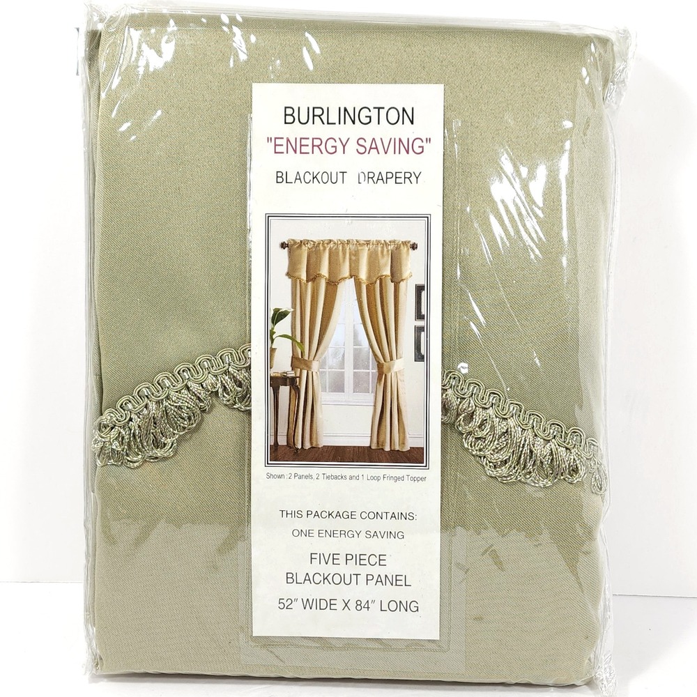 VTG Burlington Energy Saving Blackout‎ Drapery Panels 5 Piece Sage/Green 52"x84"